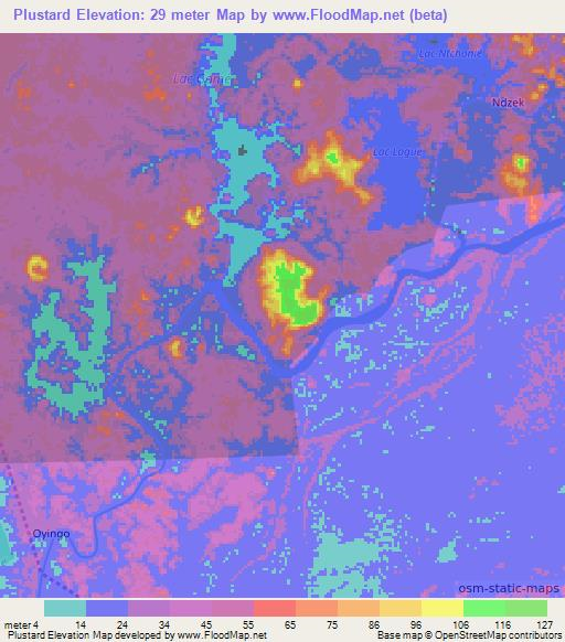 Plustard,Gabon Elevation Map