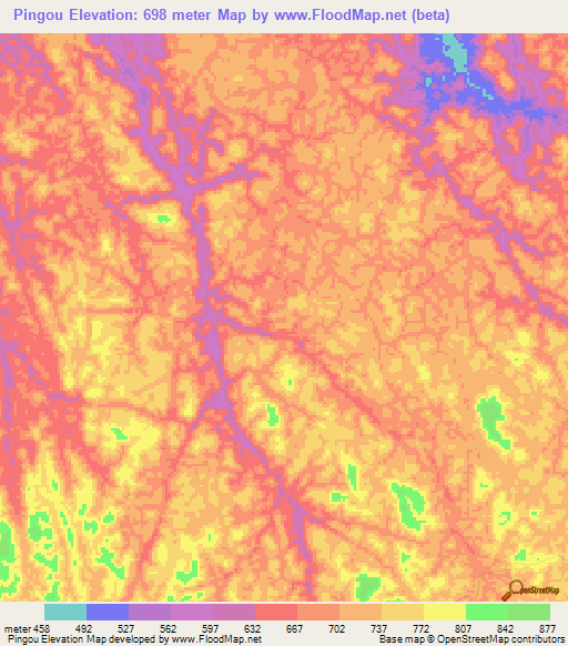 Pingou,Gabon Elevation Map