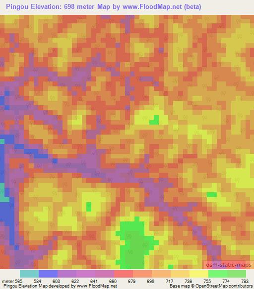 Pingou,Gabon Elevation Map