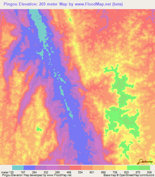 Pingou,Gabon Elevation Map