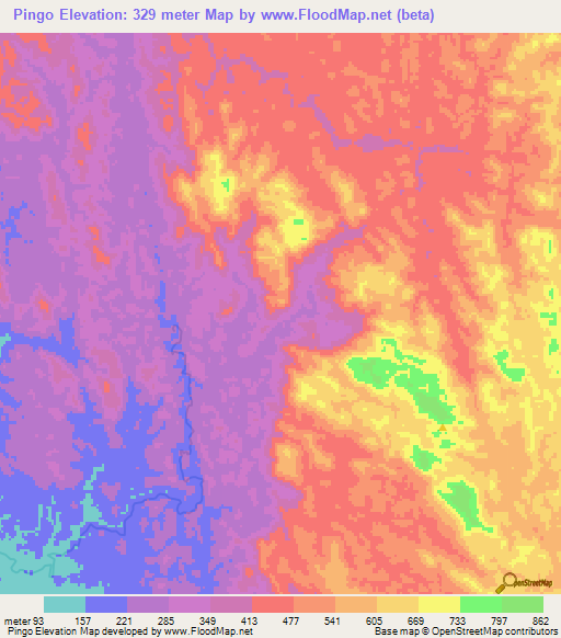 Pingo,Gabon Elevation Map