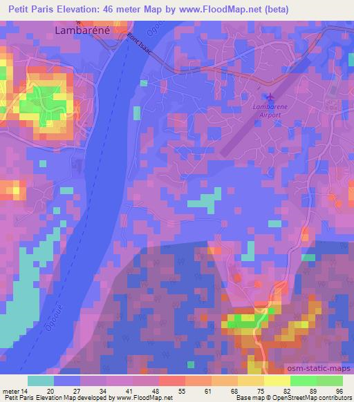 Petit Paris,Gabon Elevation Map