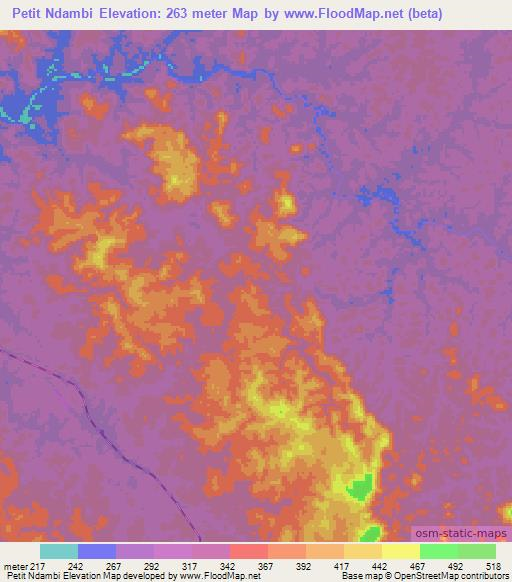 Petit Ndambi,Gabon Elevation Map