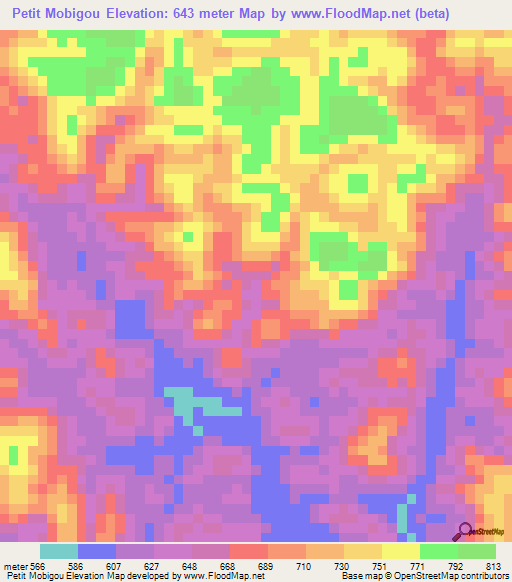 Petit Mobigou,Gabon Elevation Map