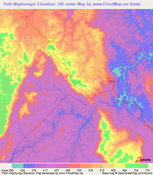 Petit Mapfoungui,Gabon Elevation Map