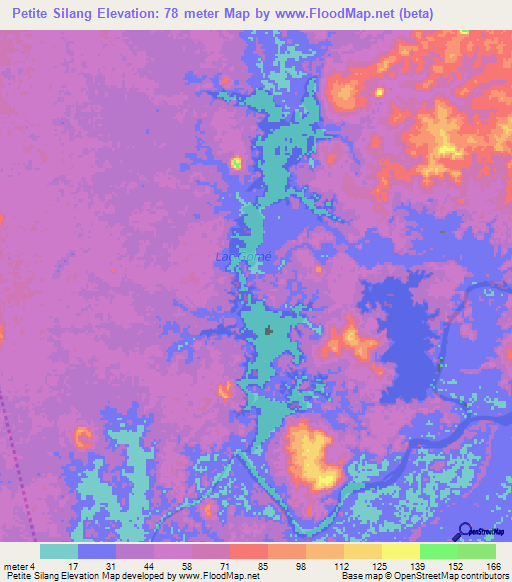 Petite Silang,Gabon Elevation Map