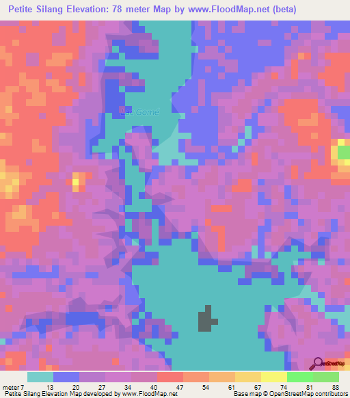 Petite Silang,Gabon Elevation Map