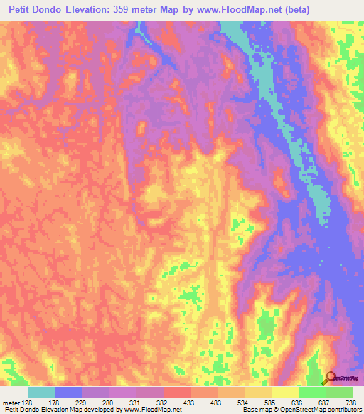 Petit Dondo,Gabon Elevation Map