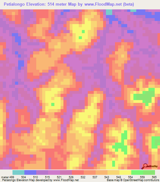 Petialongo,Gabon Elevation Map