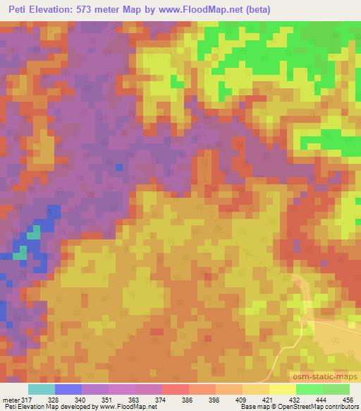 Peti,Gabon Elevation Map