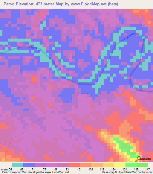 Pemo,Gabon Elevation Map