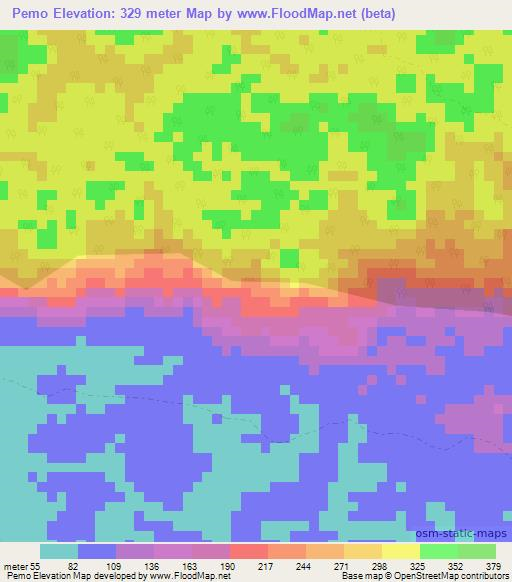 Pemo,Gabon Elevation Map