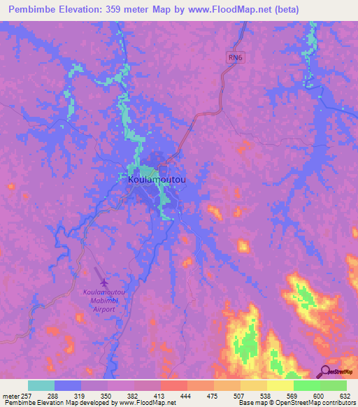 Pembimbe,Gabon Elevation Map