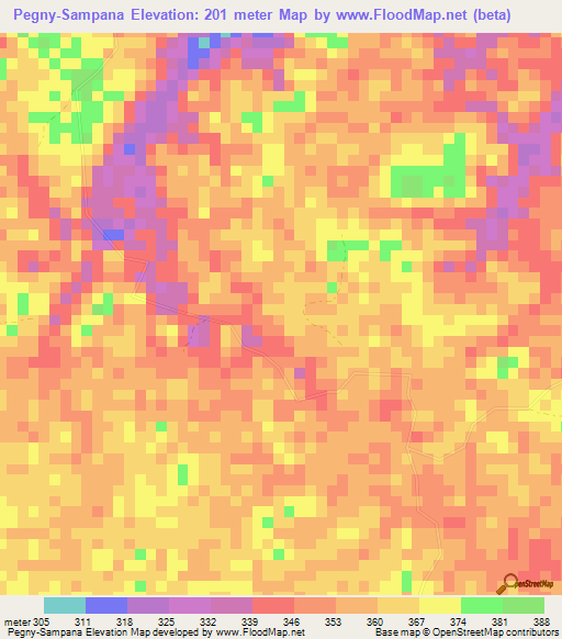 Pegny-Sampana,Gabon Elevation Map
