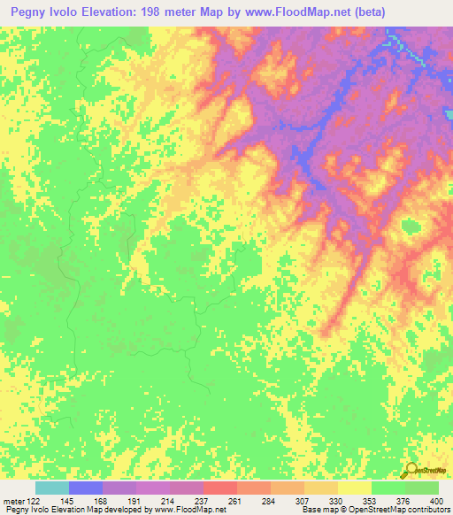 Pegny Ivolo,Gabon Elevation Map