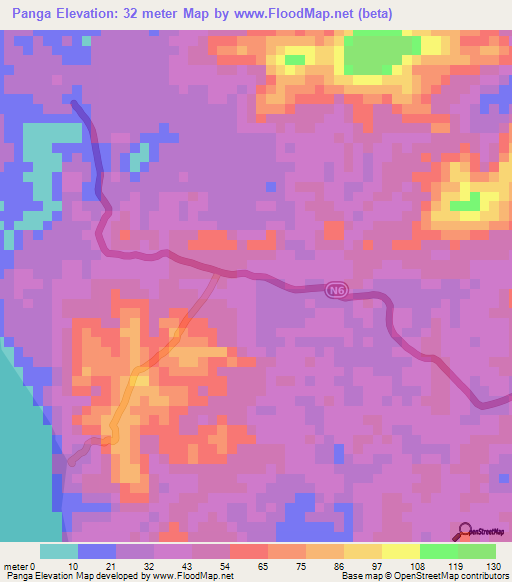 Panga,Gabon Elevation Map