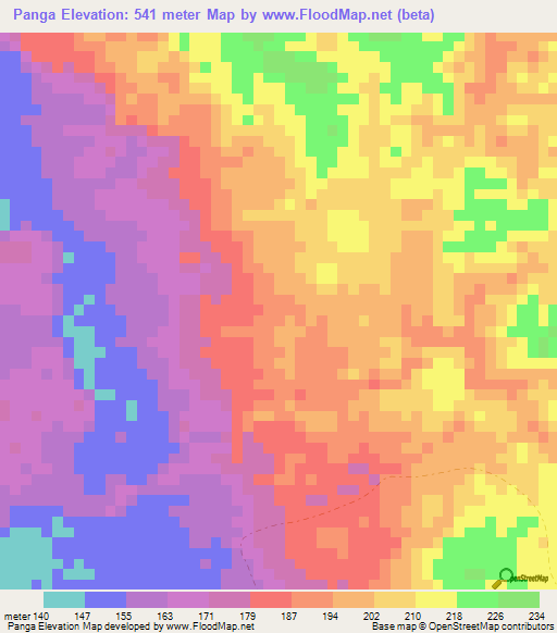 Panga,Gabon Elevation Map