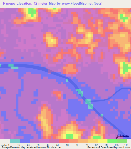 Panepo,Gabon Elevation Map