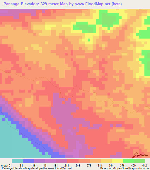 Pananga,Gabon Elevation Map