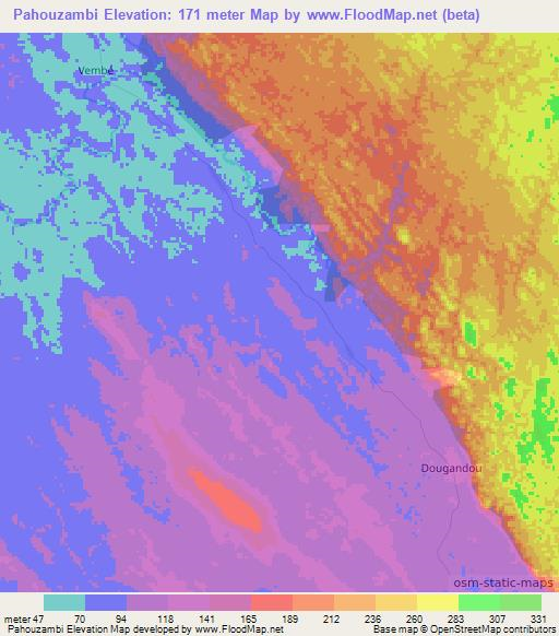 Pahouzambi,Gabon Elevation Map