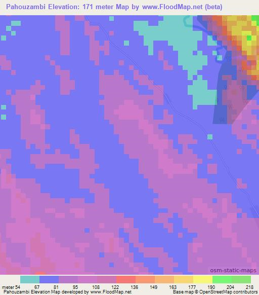 Pahouzambi,Gabon Elevation Map