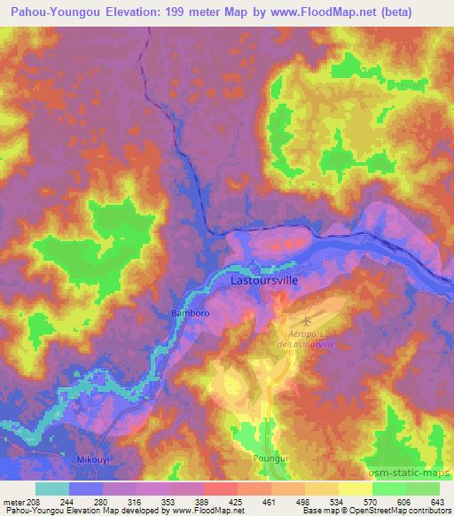 Pahou-Youngou,Gabon Elevation Map