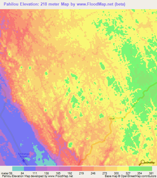 Pahilou,Gabon Elevation Map