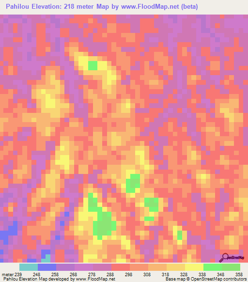 Pahilou,Gabon Elevation Map