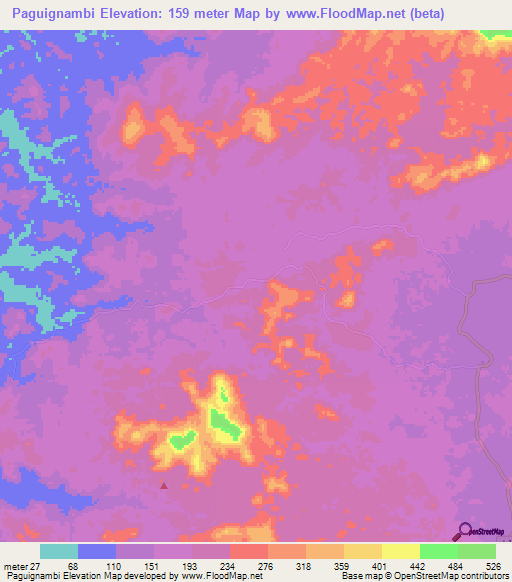 Paguignambi,Gabon Elevation Map