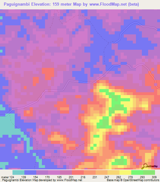 Paguignambi,Gabon Elevation Map