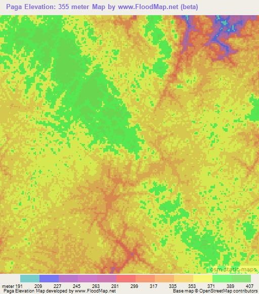 Paga,Gabon Elevation Map