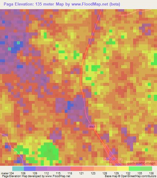 Paga,Gabon Elevation Map