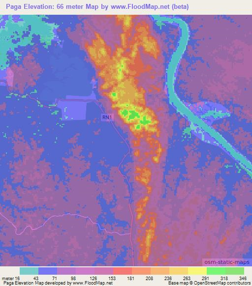 Paga,Gabon Elevation Map