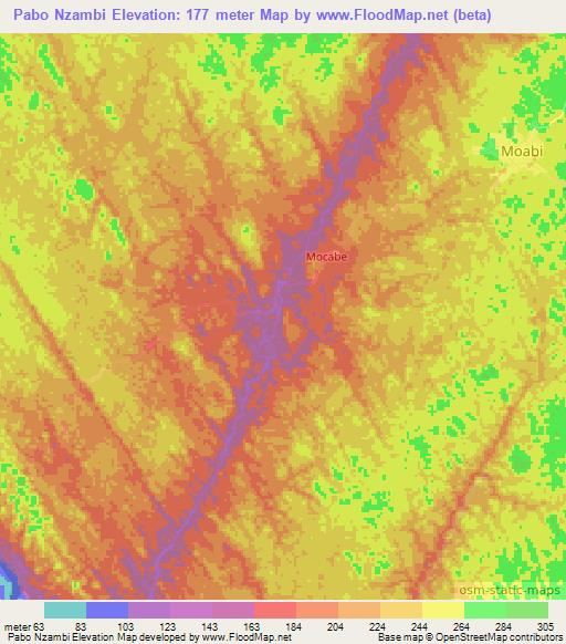 Pabo Nzambi,Gabon Elevation Map