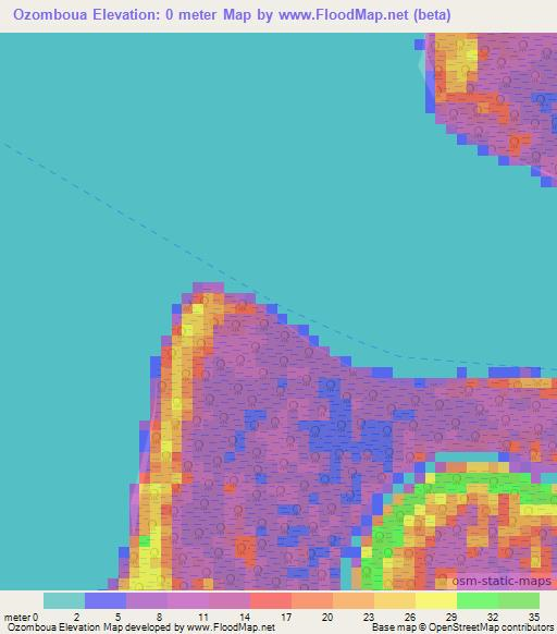 Ozomboua,Gabon Elevation Map