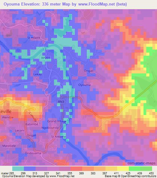 Oyouma,Gabon Elevation Map