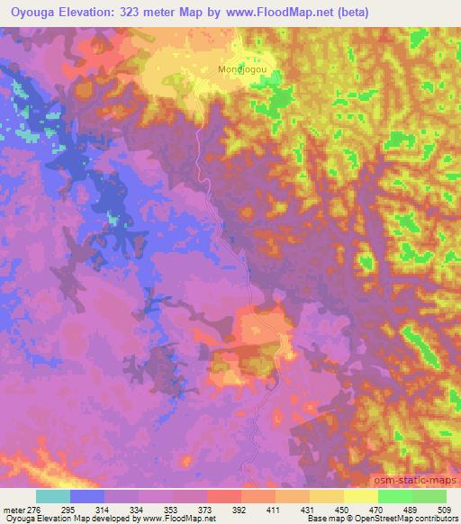 Oyouga,Gabon Elevation Map