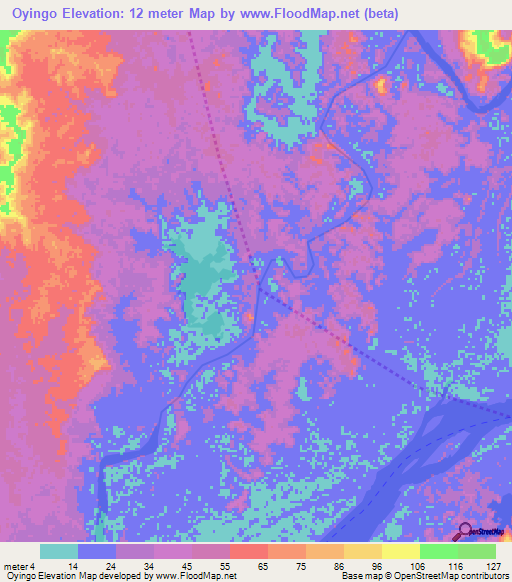 Oyingo,Gabon Elevation Map