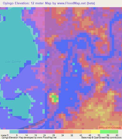 Oyingo,Gabon Elevation Map