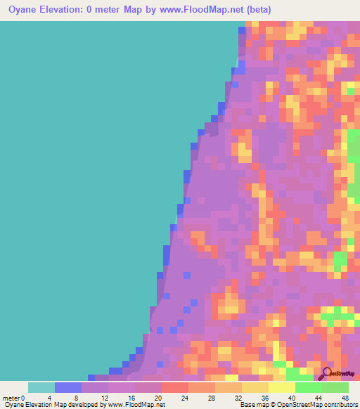 Oyane,Gabon Elevation Map