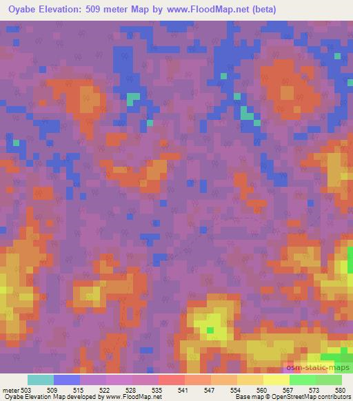 Oyabe,Gabon Elevation Map