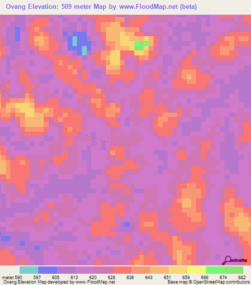 Ovang,Gabon Elevation Map