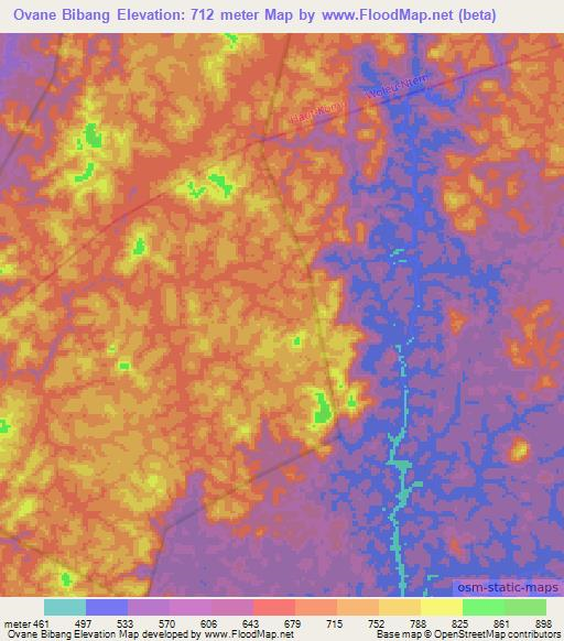 Ovane Bibang,Gabon Elevation Map