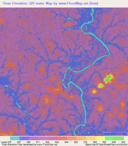 Ovan,Gabon Elevation Map