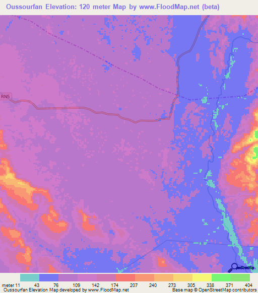 Oussourfan,Gabon Elevation Map