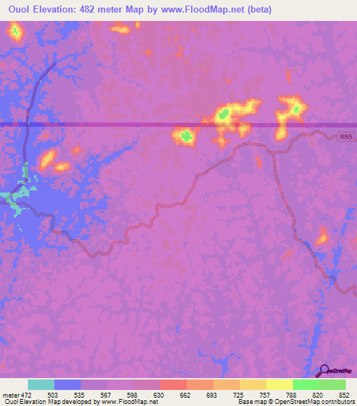 Ouol,Gabon Elevation Map