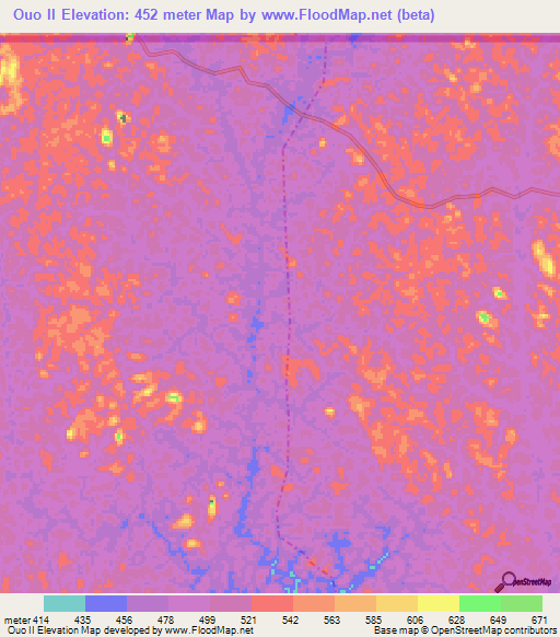 Ouo II,Gabon Elevation Map
