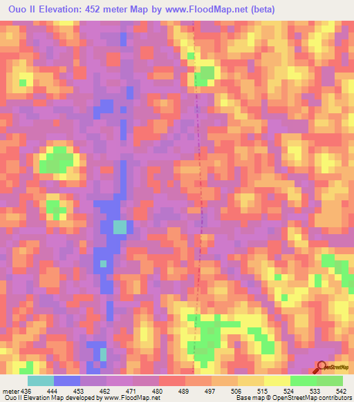 Ouo II,Gabon Elevation Map
