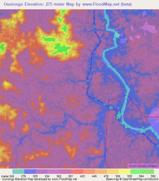 Ouniongo,Gabon Elevation Map