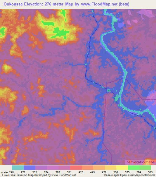 Oukoussa,Gabon Elevation Map